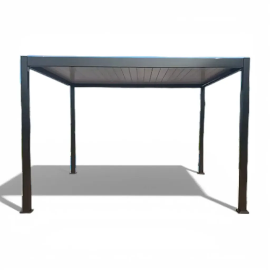 [PERGECLIP120144NB-CD] Pergolas Eclipse - 10x12 noir avec louves blanches